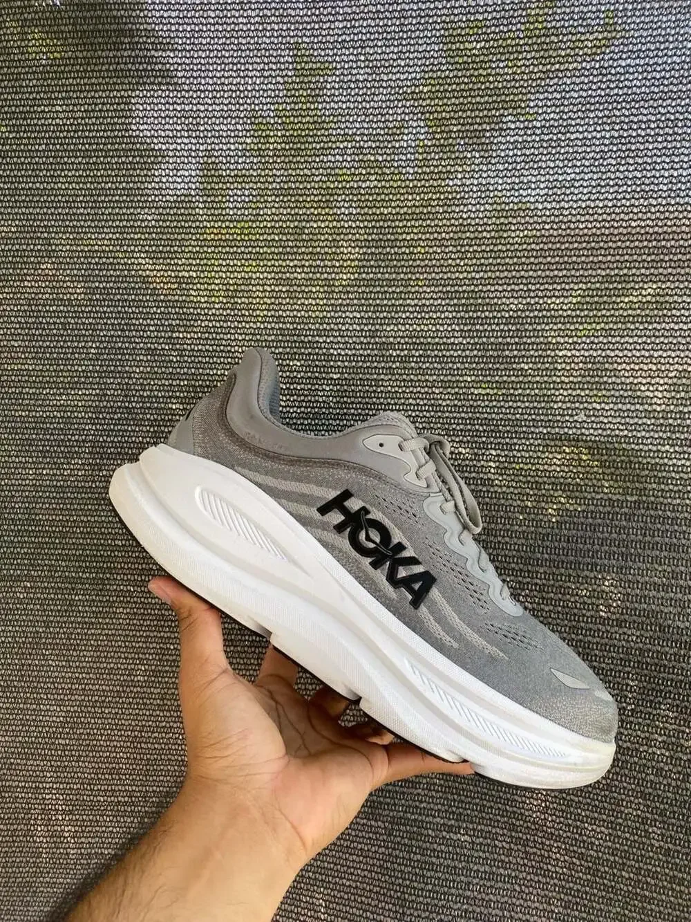HOKA Bondi 9 Men's Athletic Running Shoes in Galactic Grey/Stellar Grey